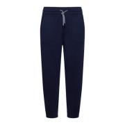 Blauwe Cashmere Geribbelde Broek Brunello Cucinelli , Blue , Heren