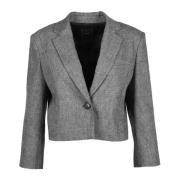 Stijlvolle Jas met Gemengde Materialen Pinko , Gray , Dames