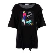 Dames Gerimpeld Print T-Shirt Braccialini , Black , Dames