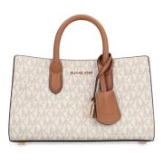 Kleine Gecoate Stoffen Schoudertas Michael Kors , Beige , Dames