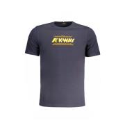 Blauw T-shirt met korte mouwen en logo K-Way , Blue , Heren