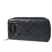 Pre-owned Leather wallets Chanel Vintage , Black , Dames