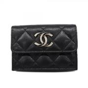 Pre-owned Leather wallets Chanel Vintage , Black , Dames