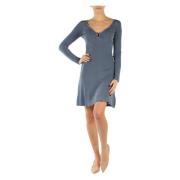 Geribbelde V-Hals Jurk | Lichtblauw Guess , Blue , Dames