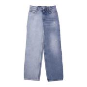 Hoge Taille Denim Jeans Two Face Amish , Blue , Dames