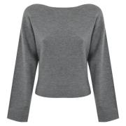 Grijze Wol Boothals Trui Pinko , Gray , Dames