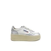 Witte Sneakers met Geborduurd Logo Autry , Gray , Dames