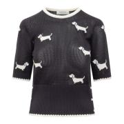 Intarsia Over Crew Sweater Thom Browne , Blue , Dames