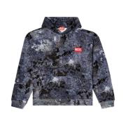 Blauwe Abstract Patroon Hoodie Trui Diesel , Blue , Heren