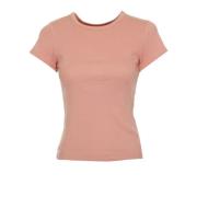 Koale T-shirt met geribbelde ronde hals Drykorn , Pink , Dames