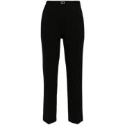 Zwarte elastische broek met gouden taillelogo Twinset , Black , Dames