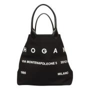 Canvas Shopping Media Tas in Zwart Hogan , Black , Dames