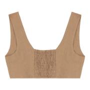 Geknipte Linnen Tanktop Le Kasha , Beige , Dames