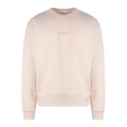 Logo Print Katoenen Sweatshirt Marni , Beige , Heren