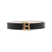 Zwarte leren riem in zwart Balmain , Black , Dames