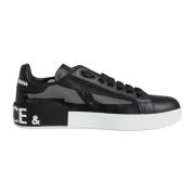 Zwarte leren lage sneakers Dolce & Gabbana , Black , Dames