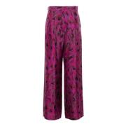 Fuchsia Zijden Kwaststreep Broek Lanvin , Purple , Dames