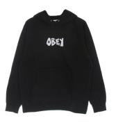 Zwarte Fleece Hoodie met Kangoeroezak Obey , Black , Heren