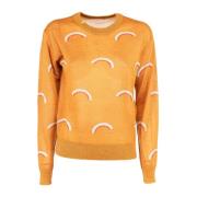 Dames Jacquard Ronde Hals Sweater Sun68 , Orange , Dames