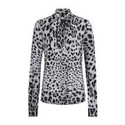 Luipaardprint Zijden Charmeuse Shirt Dolce & Gabbana , Gray , Dames