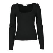 Elegante Viscose Polyester Gebreide Top MeiMeiJ , Black , Dames