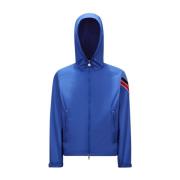 Blauwe Lichtgewicht Nylon Jas met Capuchon Moncler , Blue , Heren