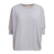 Grijze Gebreide Trui met Logokraag Marni , Gray , Dames