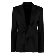 Stretch Wol Blazer met Voor Knoop Max Mara , Black , Dames