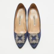 Pre-owned Satin heels Manolo Blahnik Pre-owned , Blue , Dames