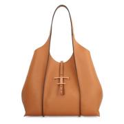 Tijdloze leren tas met afneembare clutch Tod's , Brown , Dames