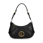 Zwarte Eco-leren Handtas met Logo Just Cavalli , Black , Dames