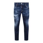 Vintage Skater Jeans met Ripped Detail Dsquared2 , Blue , Heren