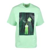 Katoenen T-shirt met Unieke Stijl Msgm , Green , Heren