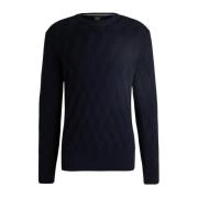 Blauwe Crew Neck Sweater Elfredo Hugo Boss , Blue , Heren