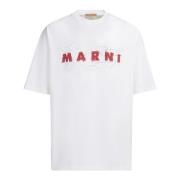 Wit Jersey Logo T-shirt Marni , White , Heren