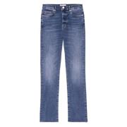 Hoge Rechte Ruwe Denim Jeans Frame , Blue , Dames