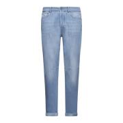 Heldere Blauwe Straight-Leg Jeans Brunello Cucinelli , Blue , Heren