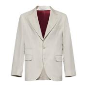 Beige Blazer Peak Lapels Jacket Brunello Cucinelli , Beige , Heren