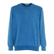 Heren Cashmere Patch Pullover Sweater Cashmere Company , Blue , Heren