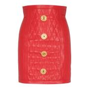 Gewatteerde lamsvacht rok met diamantmotief Balmain , Red , Dames