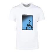 Katoen Elastaan T-shirt Bikkembergs , White , Heren