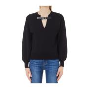 Zwarte trui met V-hals Liu Jo , Black , Dames