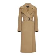 Beige Wollen Jas met Revers Max Mara Weekend , Beige , Dames