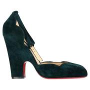 Pre-owned Suede heels Christian Louboutin Pre-owned , Green , Dames