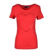 Katoen Elastaan T-shirt Love Moschino , Red , Dames