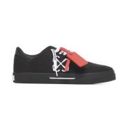 Zwarte canvas sneakers met rode tab Off White , Black , Heren