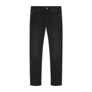 Zwarte Slim Jeans met Borduursel Versace , Black , Heren