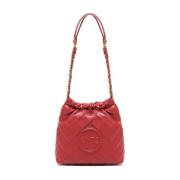 Ruby Mini Hobo Tas met Matelassé Motief V73 , Red , Dames