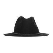 Zwarte Fedora Hoed met Precious Gevlochten Band Brunello Cucinelli , B...