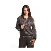 Bruine paillet hoodie met rits Guess , Brown , Dames